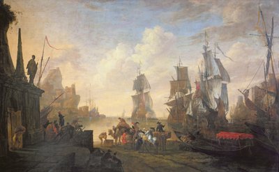 Uitzicht op een Haven in de Levant, 1670 door Hendrik van Minderhout